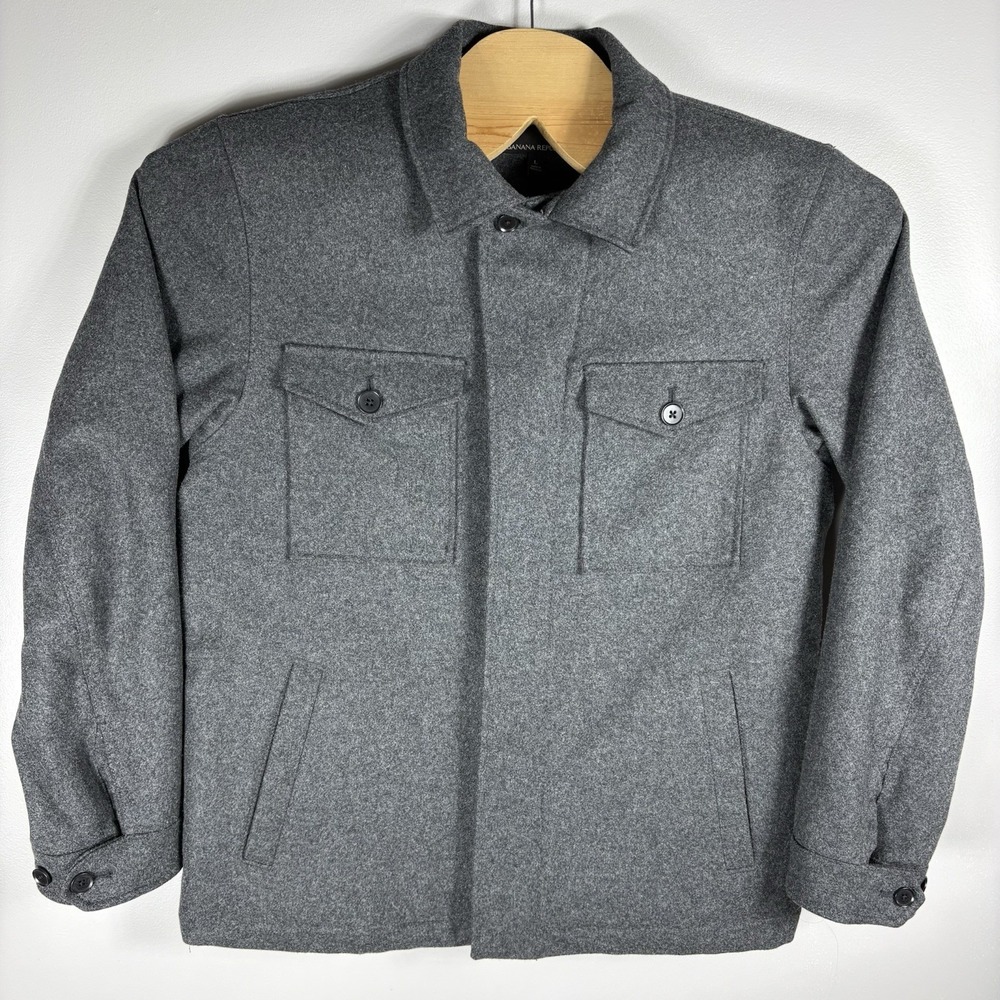 Banana Republic Men's L Nova Fides Italy Woven Wool Cashmere Zip Lined Jacket